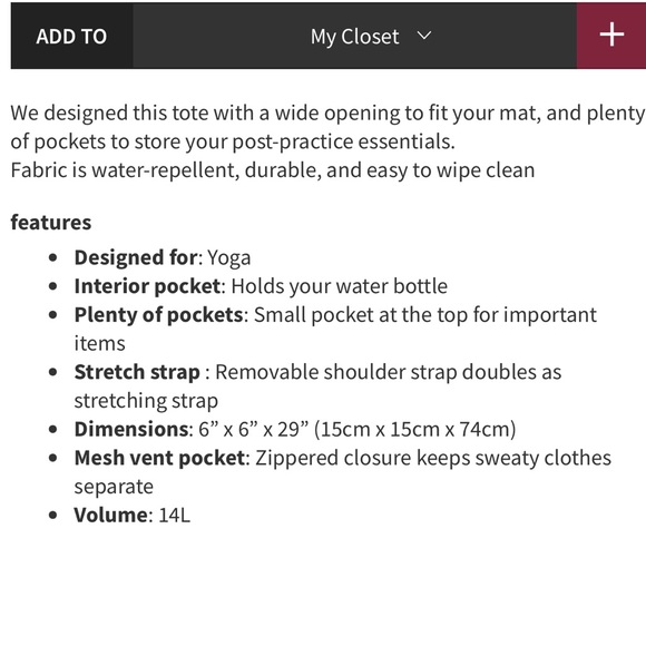 LULULEMON The Yoga Bag 14 L - Picture 7 of 7